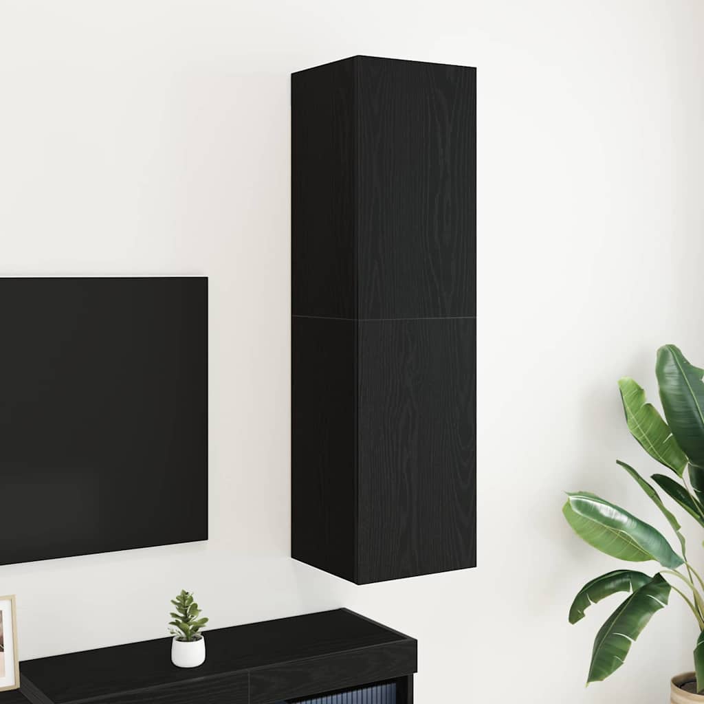 Meuble TV Suspendu Effet Chêne Artisanal - 110 cm-Mon Meuble TV-Chêne noir-110 cm-1-30