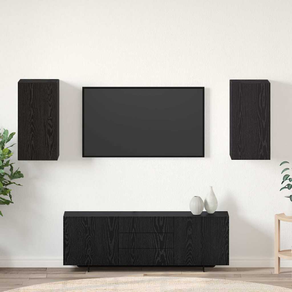 Meuble TV Suspendu Effet Chêne Artisanal - 110 cm-Mon Meuble TV-Chêne noir-2-60 cm-29