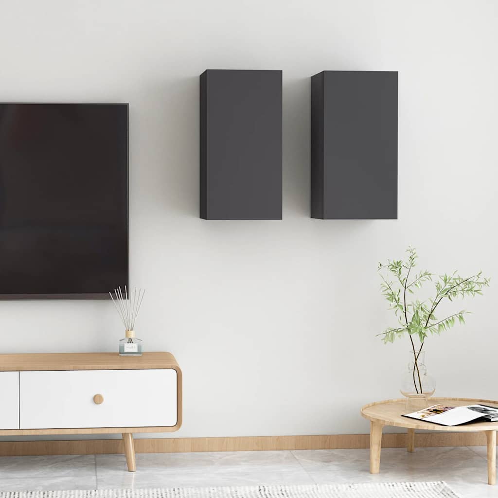 Meuble TV Suspendu Effet Chêne Artisanal - 110 cm-Mon Meuble TV-Gris-60 cm-2-42