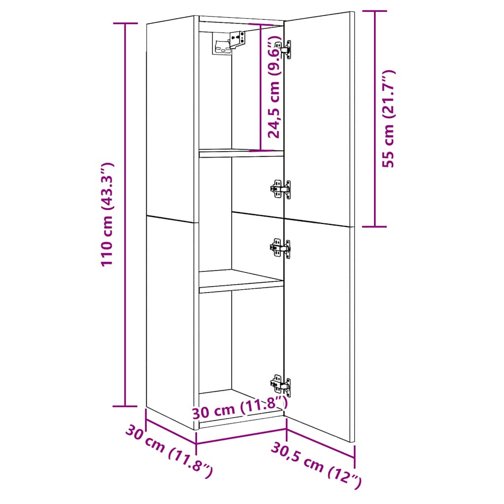 Meuble TV Suspendu Effet Chêne Artisanal - 110 cm-Mon Meuble TV-gris brillant-60 cm-2-10
