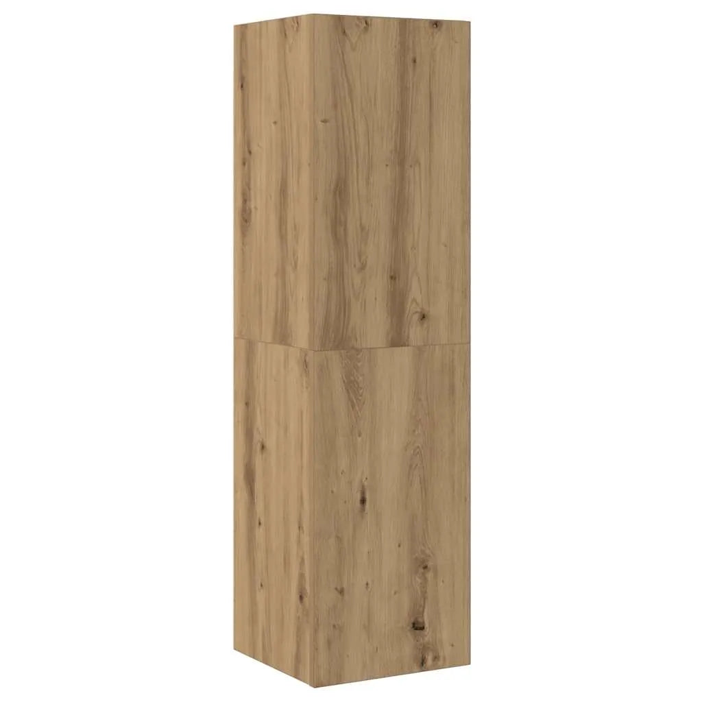 Meuble TV Suspendu Effet Chêne Artisanal - 110 cm-Mon Meuble TV-gris brillant-60 cm-2-2