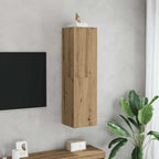 Meuble TV Suspendu Effet Chêne Artisanal - 110 cm-Mon Meuble TV-gris brillant-60 cm-2-3