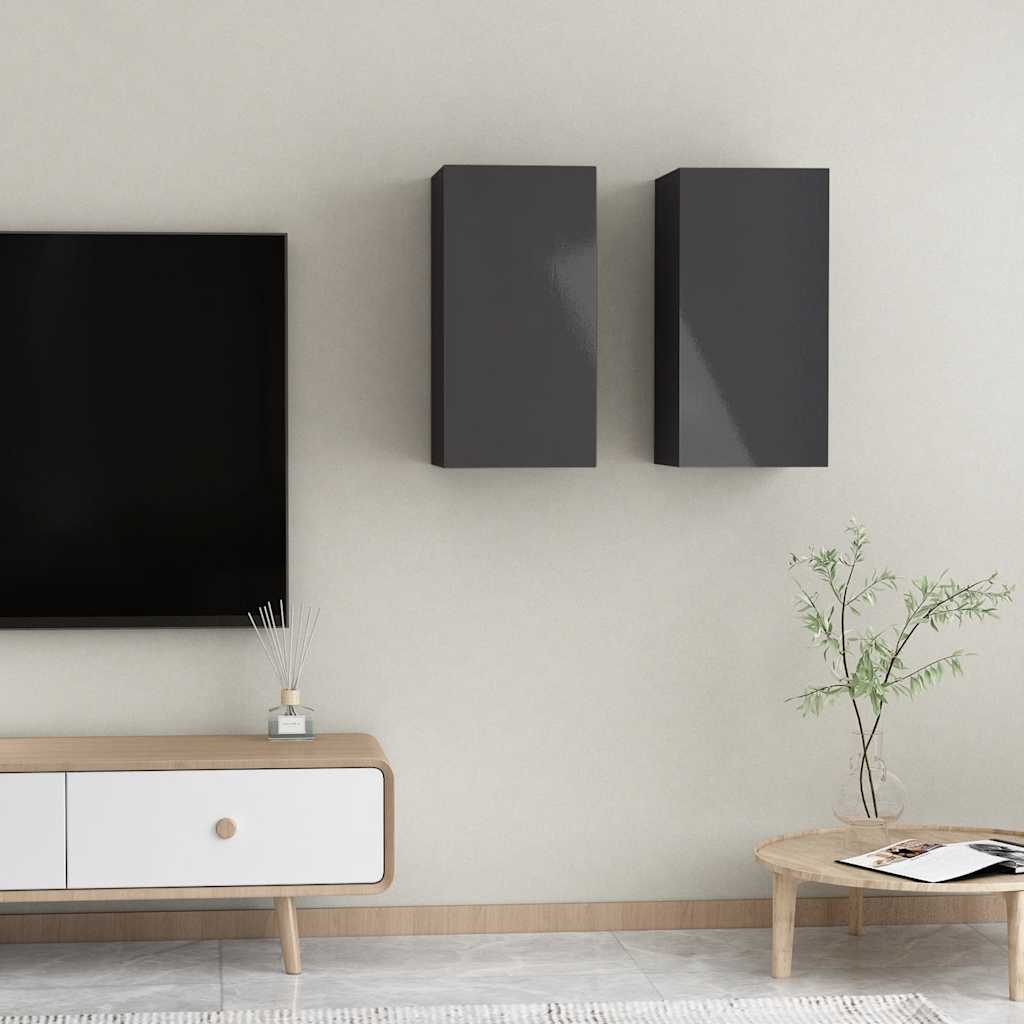 Meuble TV Suspendu Effet Chêne Artisanal - 110 cm-Mon Meuble TV-gris brillant-60 cm-2-43