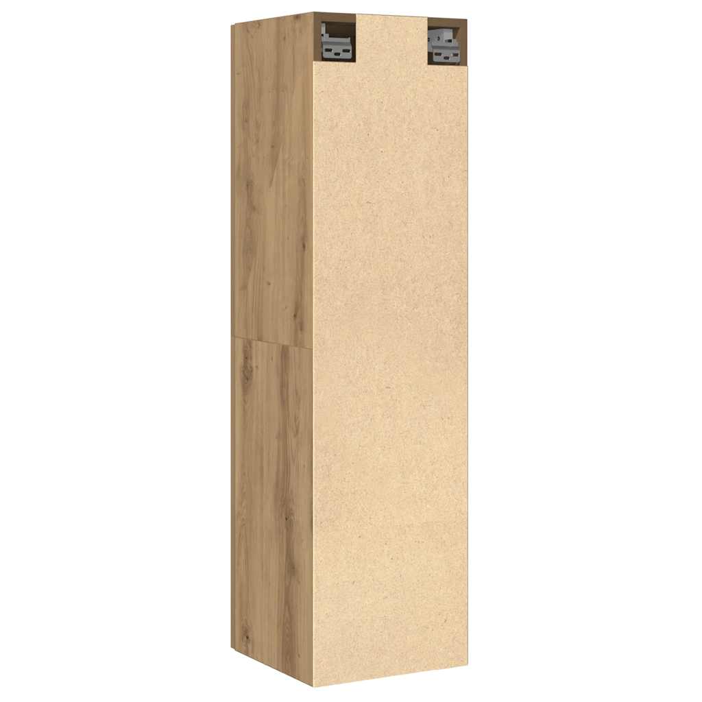 Meuble TV Suspendu Effet Chêne Artisanal - 110 cm-Mon Meuble TV-gris brillant-60 cm-2-6