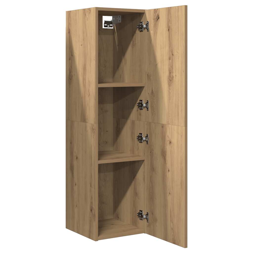 Meuble TV Suspendu Effet Chêne Artisanal - 110 cm-Mon Meuble TV-gris brillant-60 cm-2-7