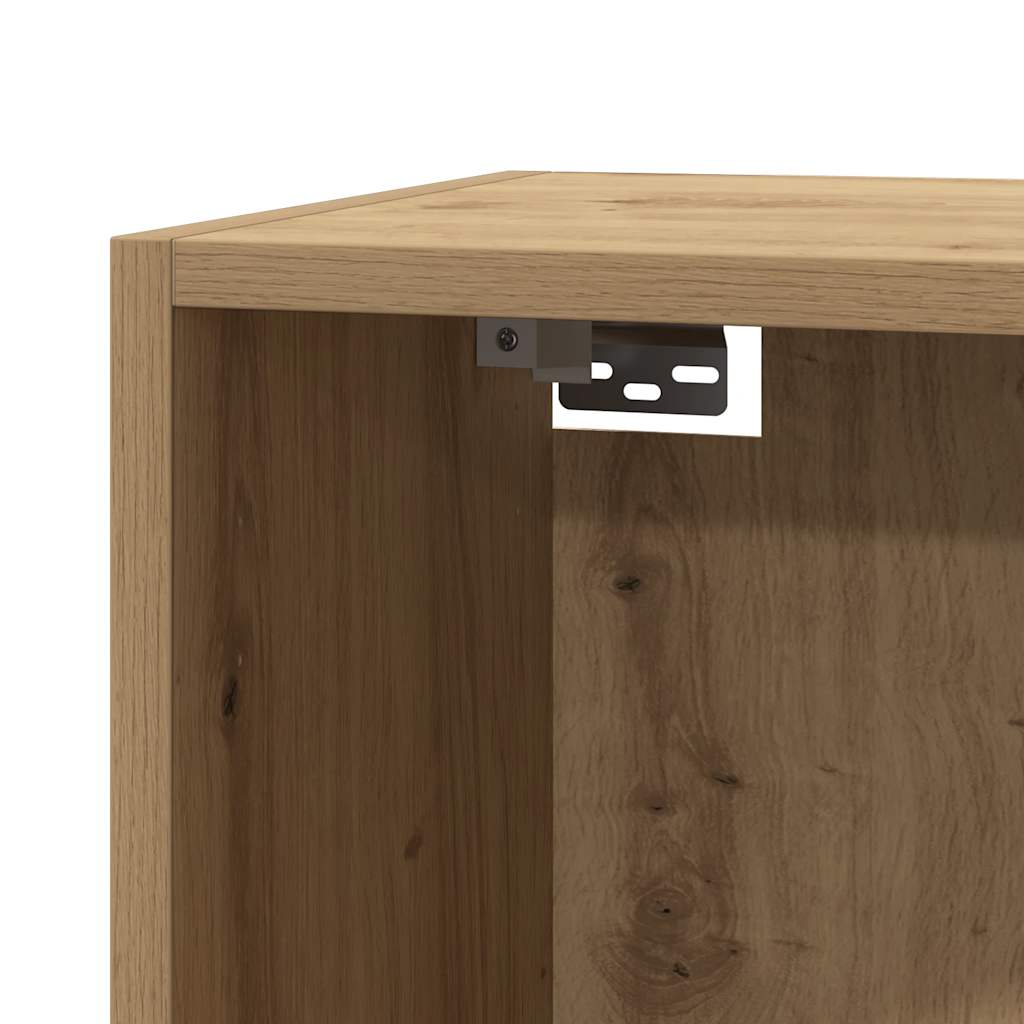 Meuble TV Suspendu Effet Chêne Artisanal - 110 cm-Mon Meuble TV-gris brillant-60 cm-2-8
