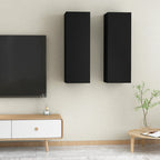 Meuble TV Suspendu Effet Chêne Artisanal - 110 cm-Mon Meuble TV-Noir-90 cm-2-45