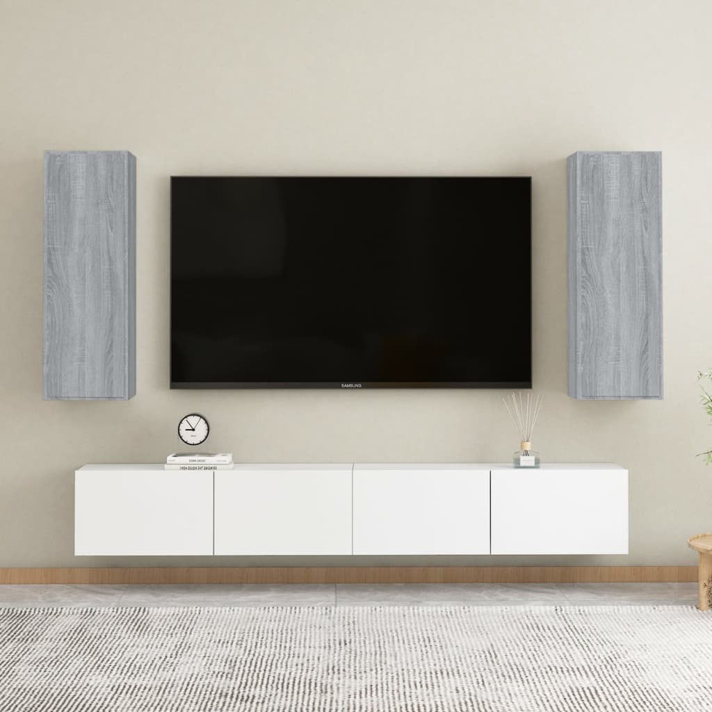 Meuble TV Suspendu Effet Chêne Artisanal - 110 cm-Mon Meuble TV-Sonoma gris-90 cm-2-38