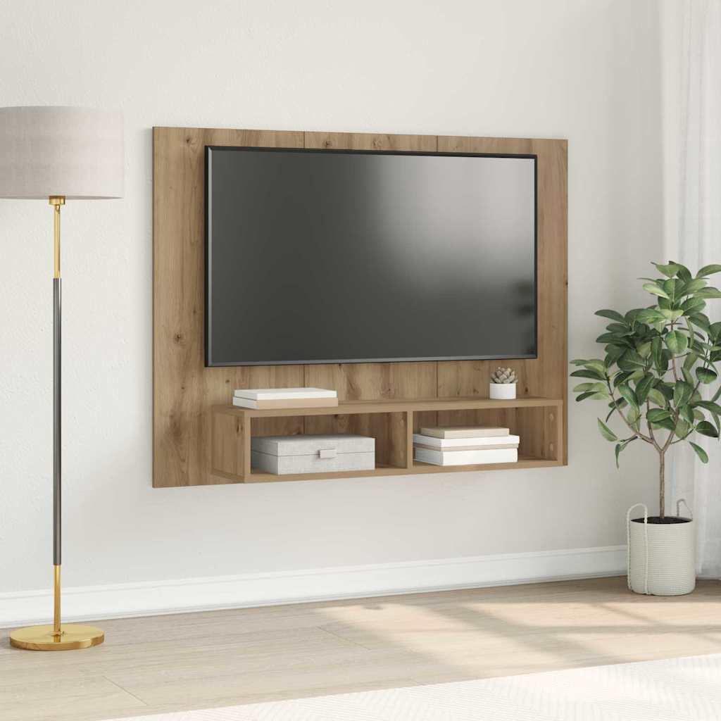 Meuble TV Suspendu Effet Chêne Artisanal - 120 cm-Mon Meuble TV-2