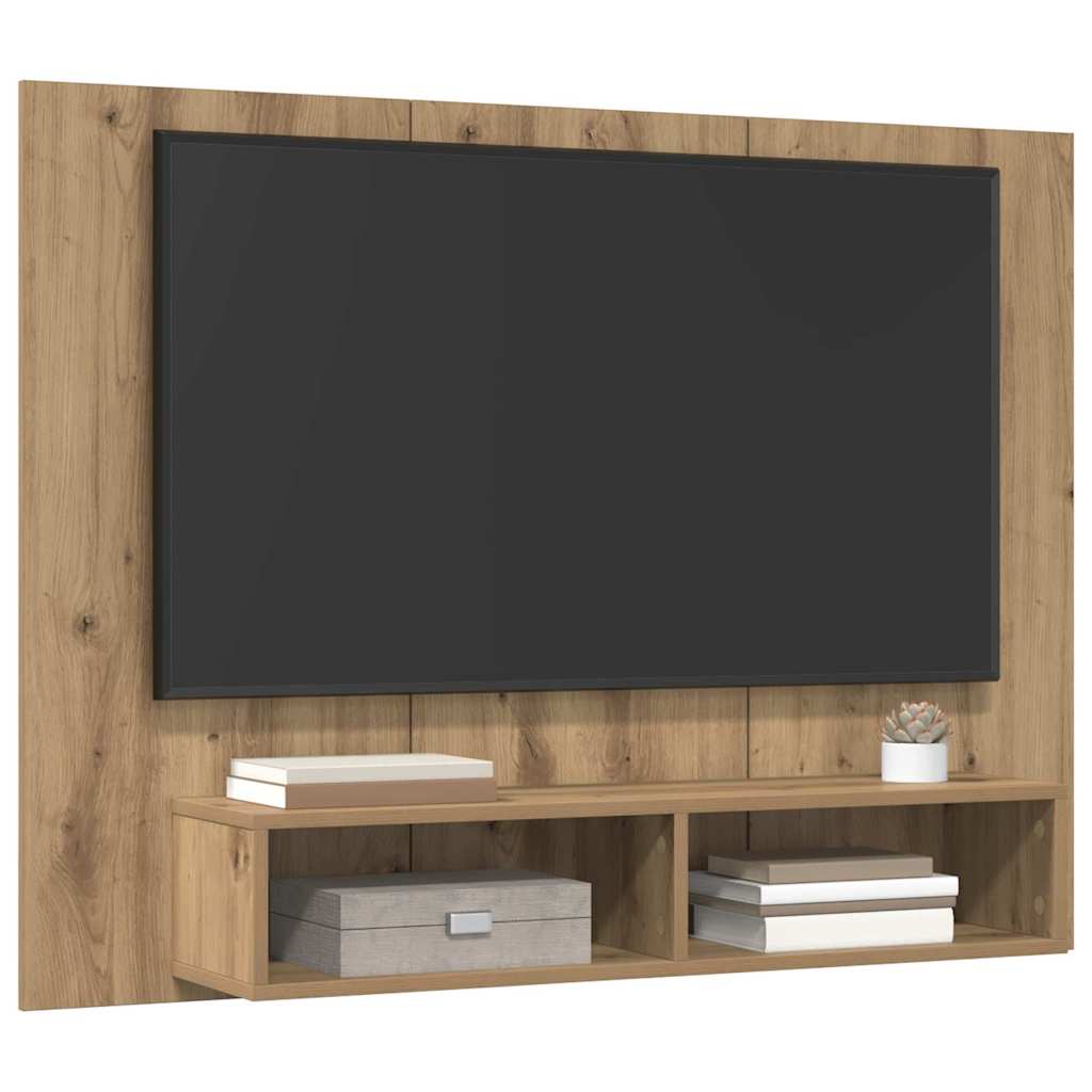 Meuble TV Suspendu Effet Chêne Artisanal - 120 cm-Mon Meuble TV-3