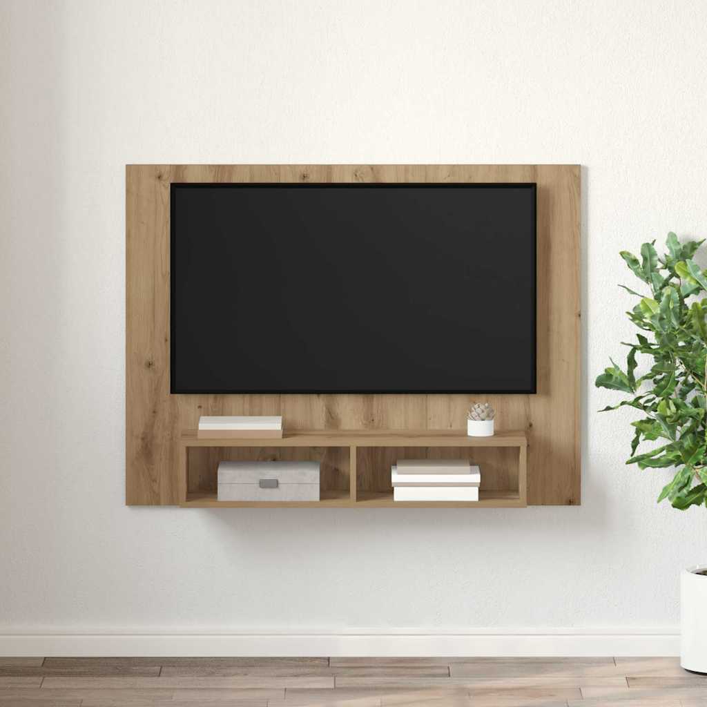 Meuble TV Suspendu Effet Chêne Artisanal - 120 cm-Mon Meuble TV-4