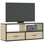Meuble TV Suspendu Effet Chêne et Métal - 80 cm-Mon Meuble TV-Chêne sonoma-100 cm-1-16