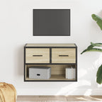 Meuble TV Suspendu Effet Chêne et Métal - 80 cm-Mon Meuble TV-Chêne sonoma-60 cm-1-17