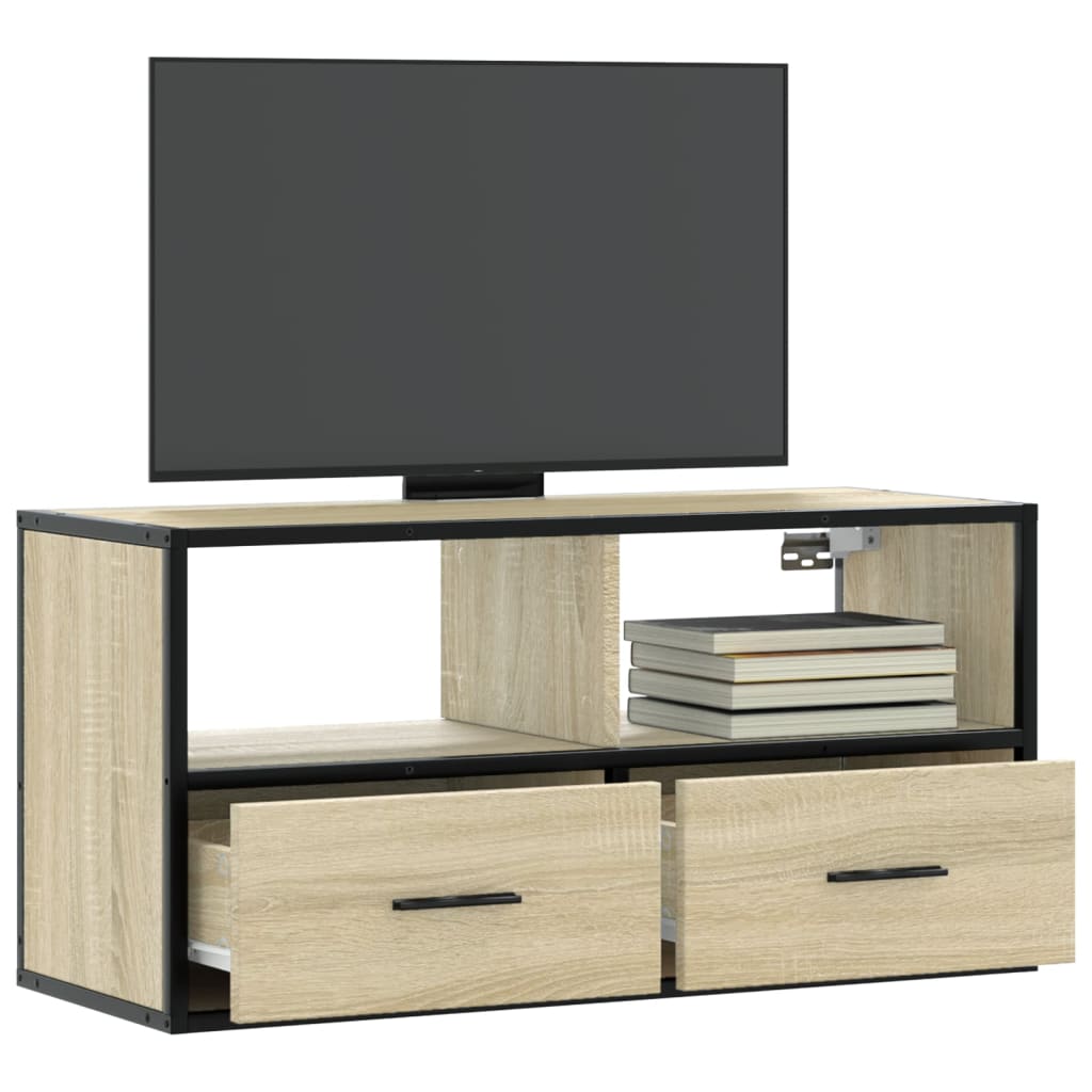 Meuble TV Suspendu Effet Chêne et Métal - 80 cm-Mon Meuble TV-Chêne sonoma-80 cm-1-24