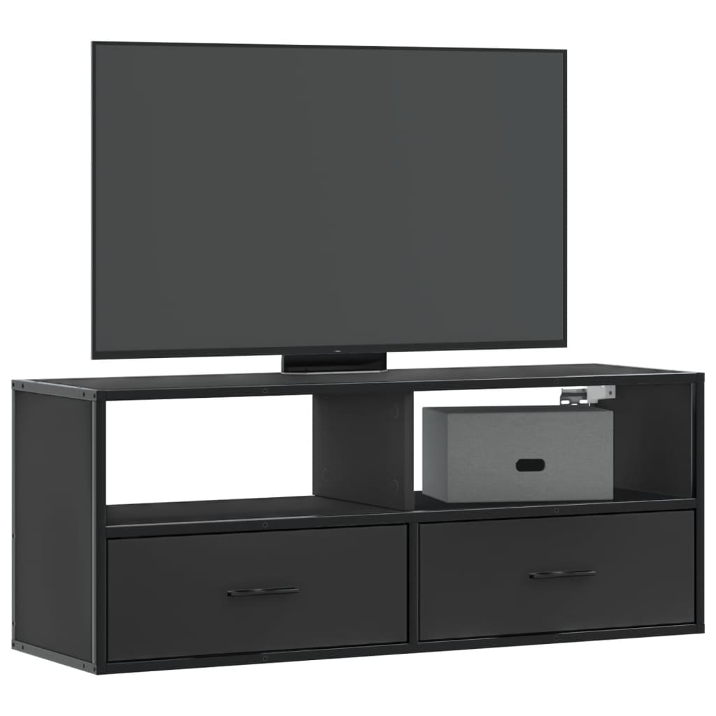 Meuble TV Suspendu Effet Chêne et Métal - 80 cm-Mon Meuble TV-Noir-100 cm-1-12