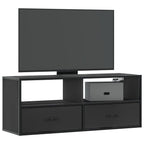 Meuble TV Suspendu Effet Chêne et Métal - 80 cm-Mon Meuble TV-Noir-100 cm-1-12