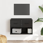 Meuble TV Suspendu Effet Chêne et Métal - 80 cm-Mon Meuble TV-Noir-60 cm-1-19