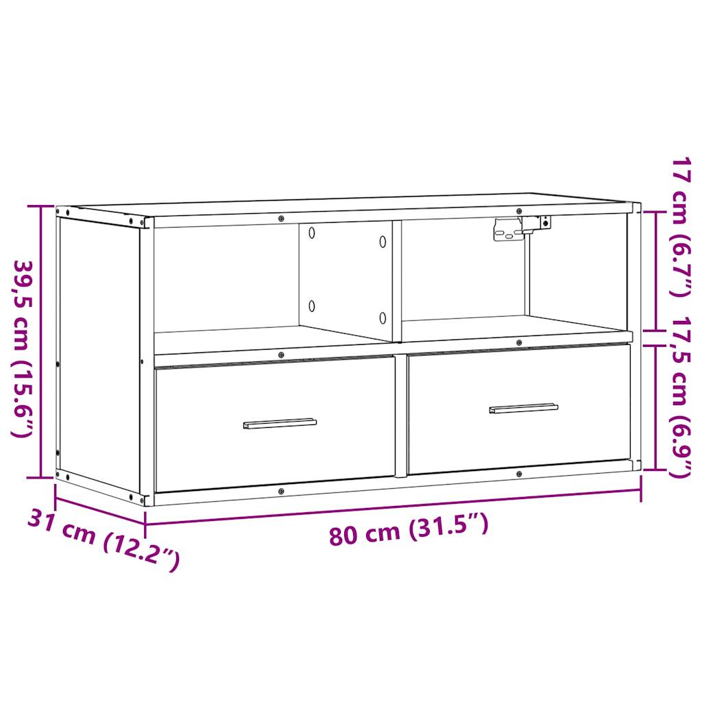 Meuble TV Suspendu Effet Chêne et Métal - 80 cm-Mon Meuble TV-Sonoma gris-100 cm-1-11