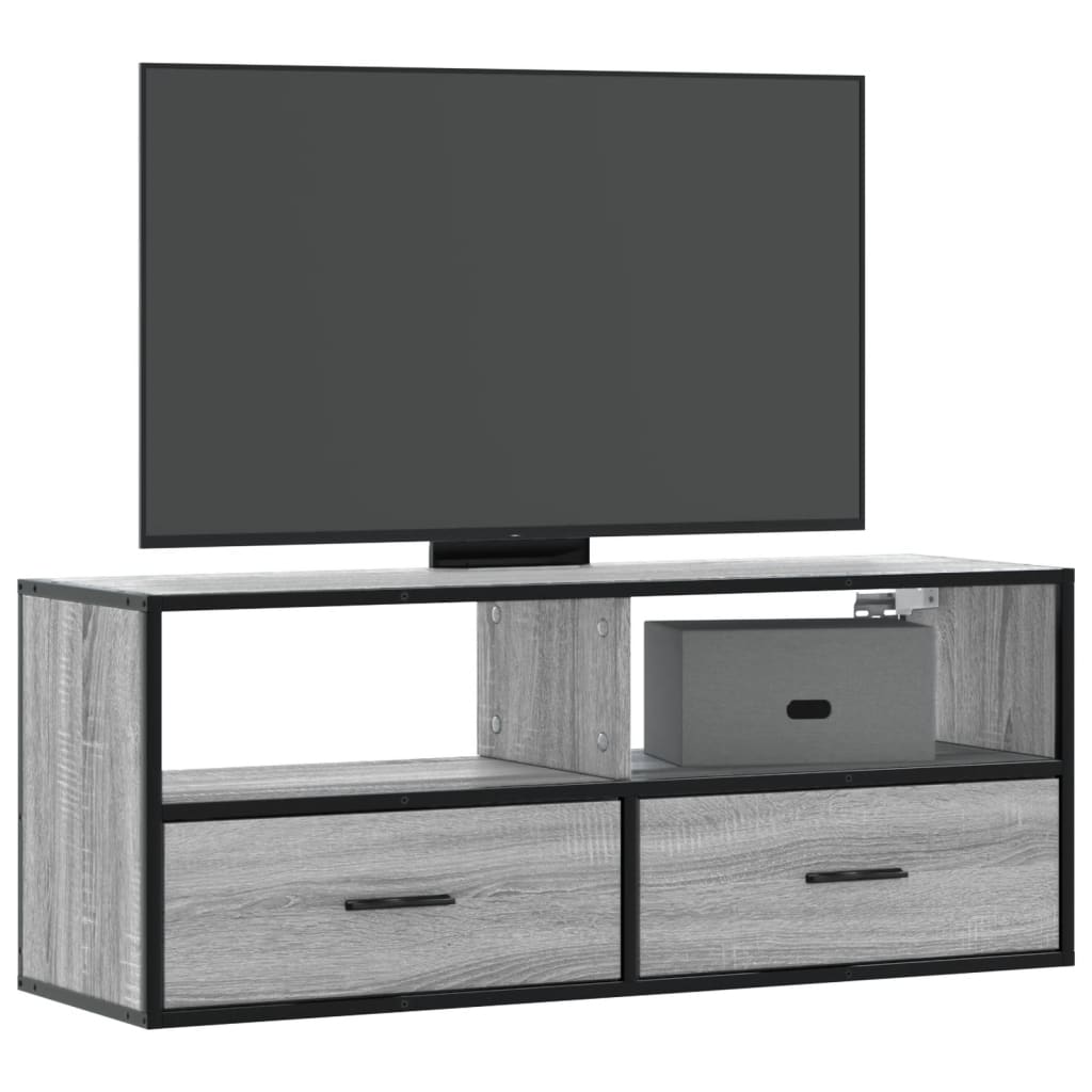 Meuble TV Suspendu Effet Chêne et Métal - 80 cm-Mon Meuble TV-Sonoma gris-100 cm-1-14