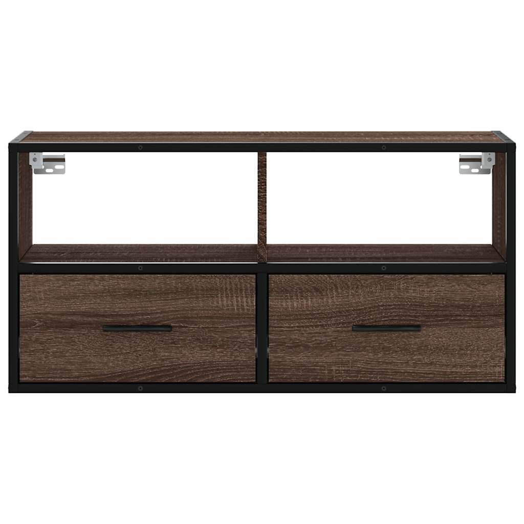 Meuble TV Suspendu Effet Chêne et Métal - 80 cm-Mon Meuble TV-Sonoma gris-100 cm-1-4