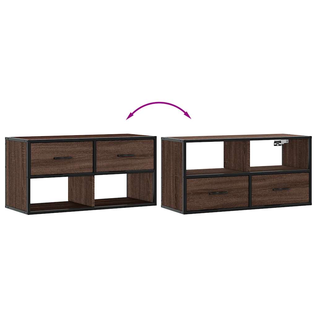Meuble TV Suspendu Effet Chêne et Métal - 80 cm-Mon Meuble TV-Sonoma gris-100 cm-1-7