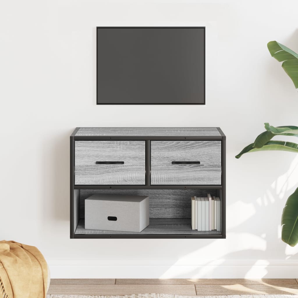 Meuble TV Suspendu Effet Chêne et Métal - 80 cm-Mon Meuble TV-Sonoma gris-60 cm-1-18