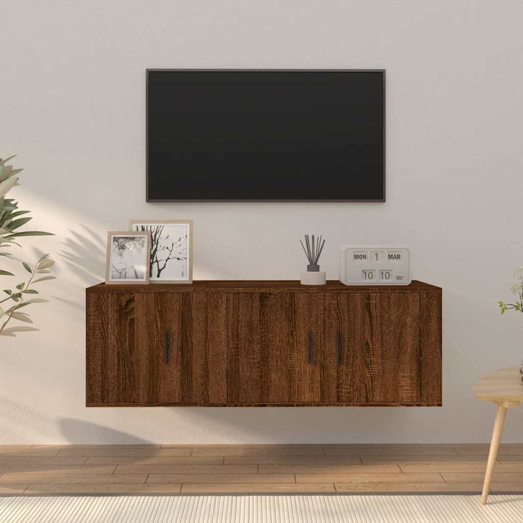 Meuble TV Suspendu Effet Chêne Fumé - 120 cm-Mon Meuble TV-Chêne marron-18