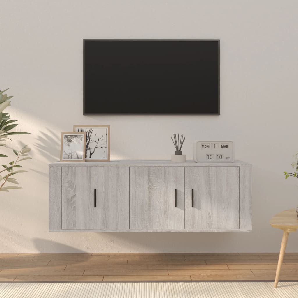 Meuble TV Suspendu Effet Chêne Fumé - 120 cm-Mon Meuble TV-Sonoma gris-16