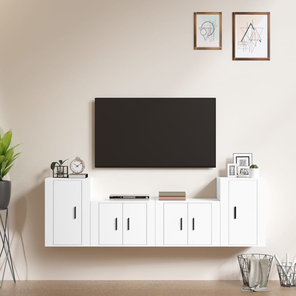 Meuble TV Suspendu Effet Sonoma Gris - 180 cm-Mon Meuble TV-Blanc-4-11