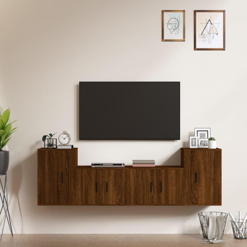 Meuble TV Suspendu Effet Sonoma Gris - 180 cm-Mon Meuble TV-Chêne marron-4-10