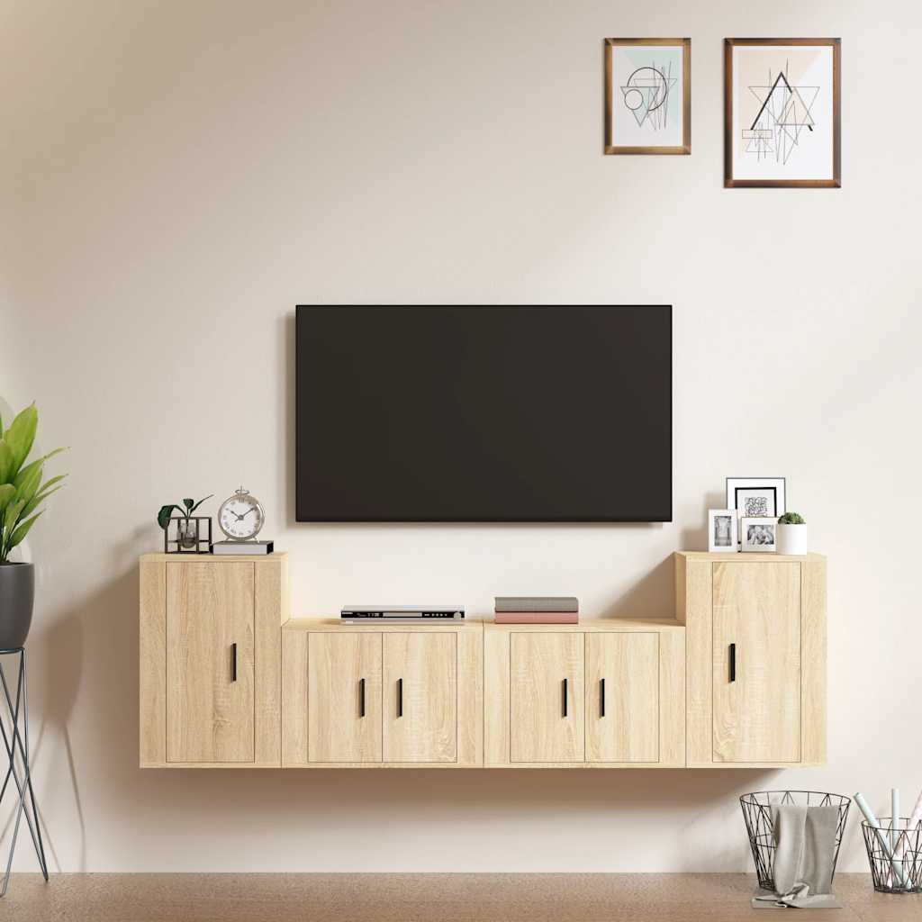 Meuble TV Suspendu Effet Sonoma Gris - 180 cm-Mon Meuble TV-Chêne sonoma-4-13