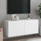 Meuble TV Suspendu Effet Vieux Bois - 100 cm-Mon Meuble TV-Blanc-100 cm-1-15