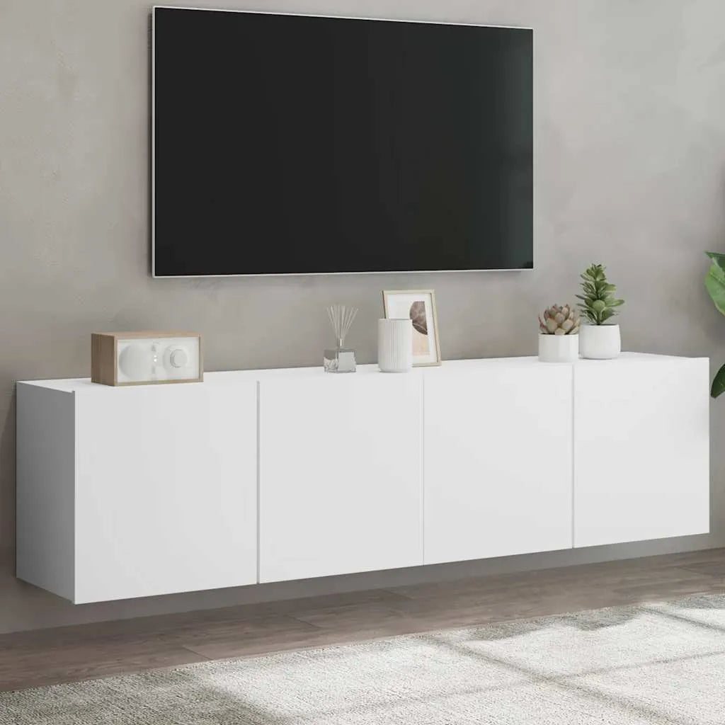 Meuble TV Suspendu Effet Vieux Bois - 100 cm-Mon Meuble TV-Blanc-80 cm-2-47