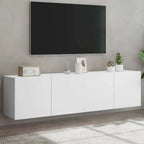 Meuble TV Suspendu Effet Vieux Bois - 100 cm-Mon Meuble TV-Blanc-80 cm-2-47