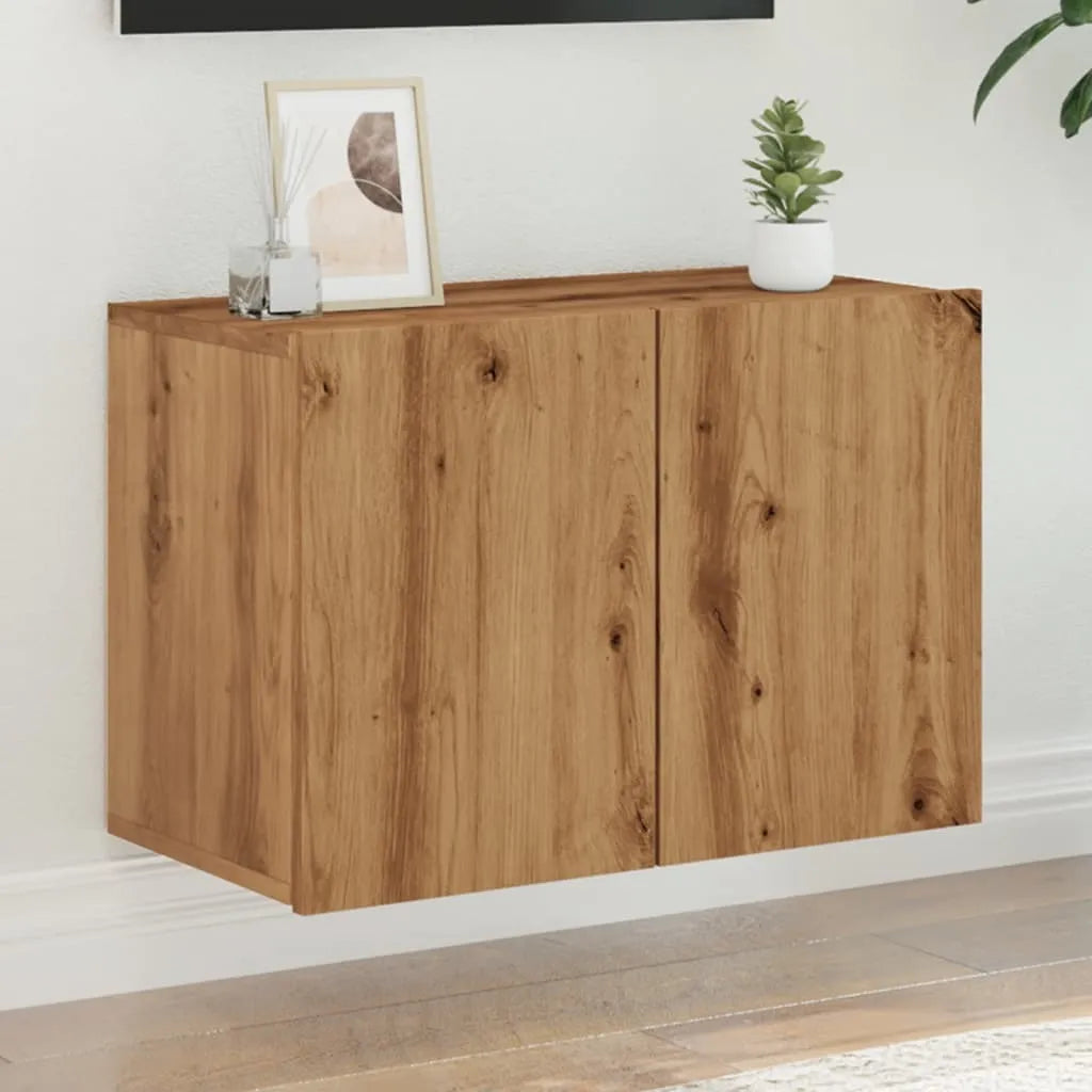 Meuble TV Suspendu Effet Vieux Bois - 100 cm-Mon Meuble TV-chêne artisanal-60 cm-1-24