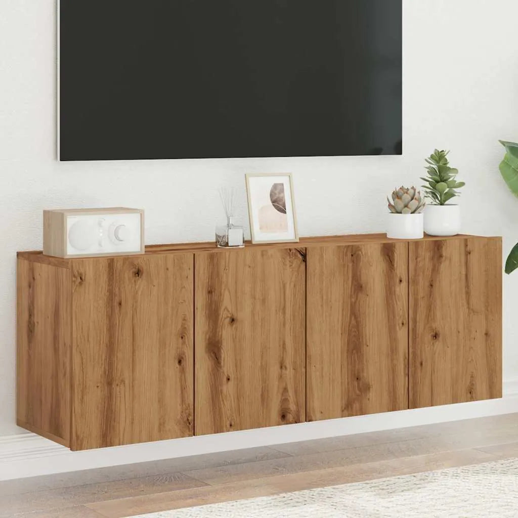 Meuble TV Suspendu Effet Vieux Bois - 100 cm-Mon Meuble TV-chêne artisanal-60 cm-2-41
