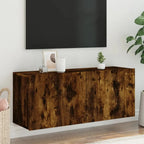 Meuble TV Suspendu Effet Vieux Bois - 100 cm-Mon Meuble TV-Chêne fumé-100 cm-1-16