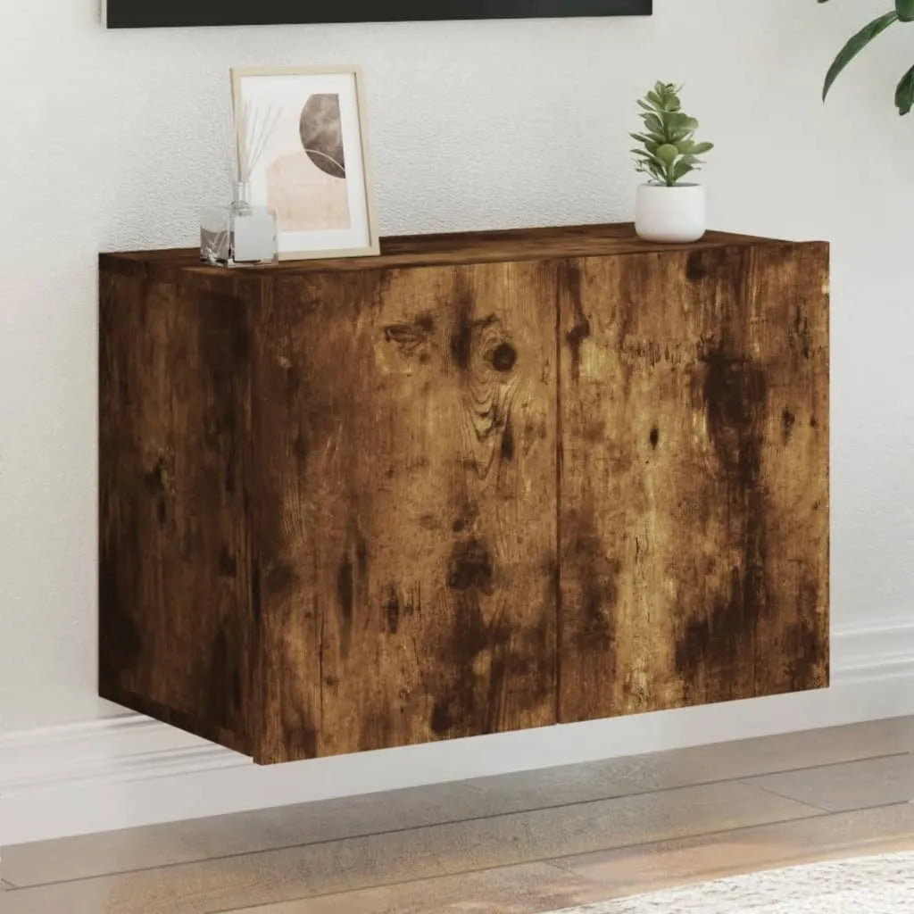 Meuble TV Suspendu Effet Vieux Bois - 100 cm-Mon Meuble TV-Chêne fumé-60 cm-1-21
