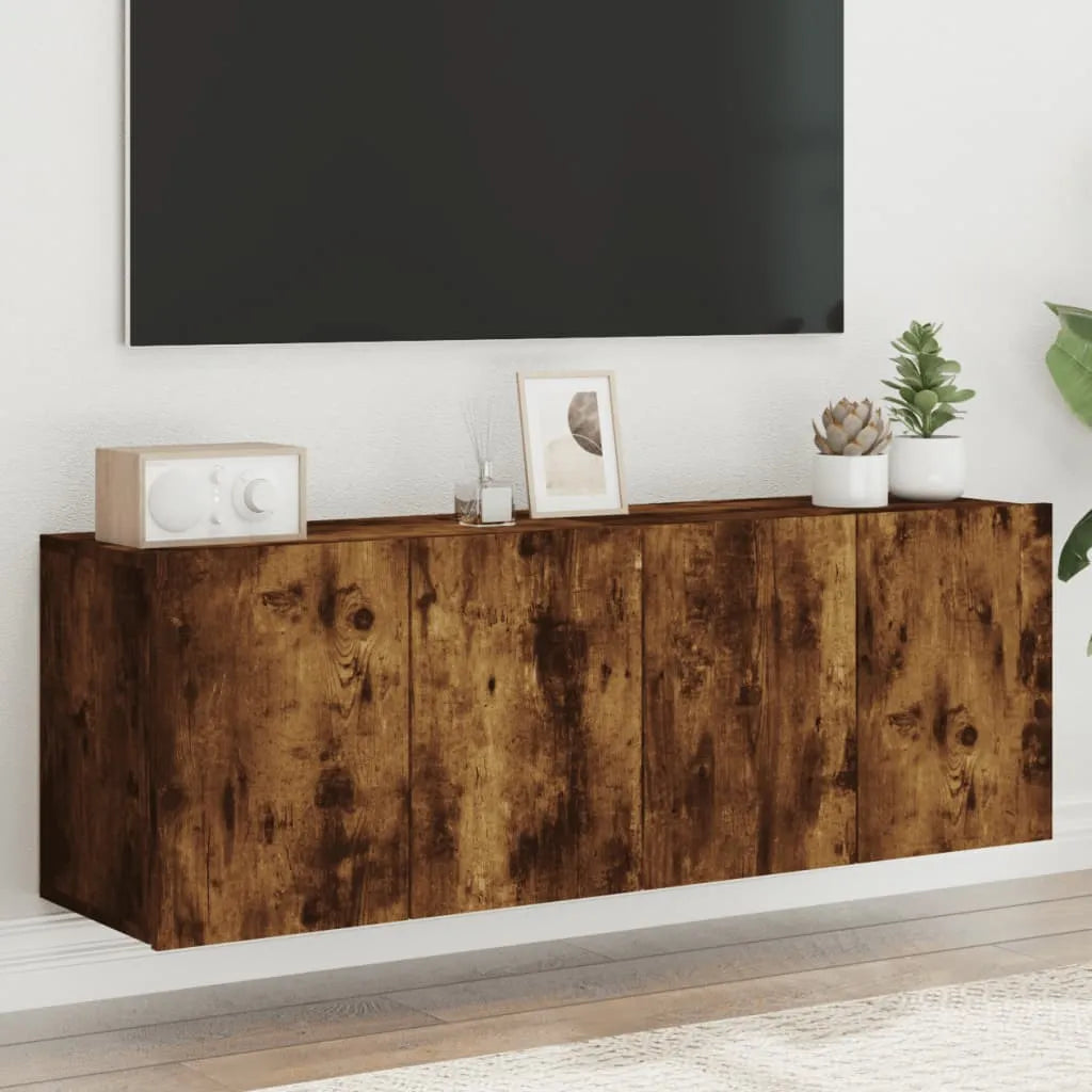 Meuble TV Suspendu Effet Vieux Bois - 100 cm-Mon Meuble TV-Chêne fumé-60 cm-2-39