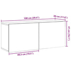 Meuble TV Suspendu Effet Vieux Bois - 100 cm-Mon Meuble TV-Chêne fumé-80 cm-1-11