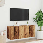 Meuble TV Suspendu Effet Vieux Bois - 100 cm-Mon Meuble TV-Chêne fumé-80 cm-1-2