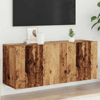 Meuble TV Suspendu Effet Vieux Bois - 100 cm-Mon Meuble TV-Chêne fumé-80 cm-1-4