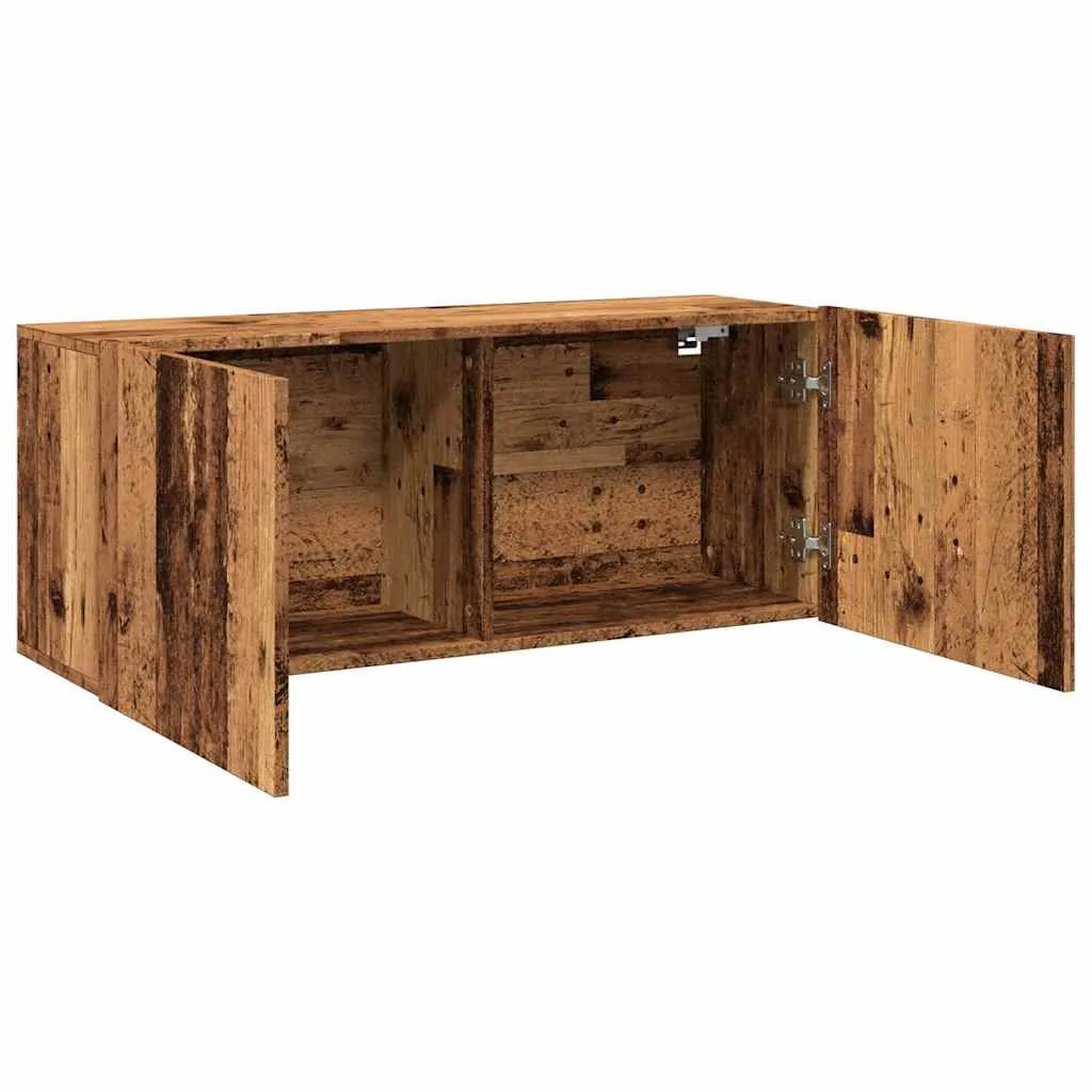 Meuble TV Suspendu Effet Vieux Bois - 100 cm-Mon Meuble TV-Chêne fumé-80 cm-1-6