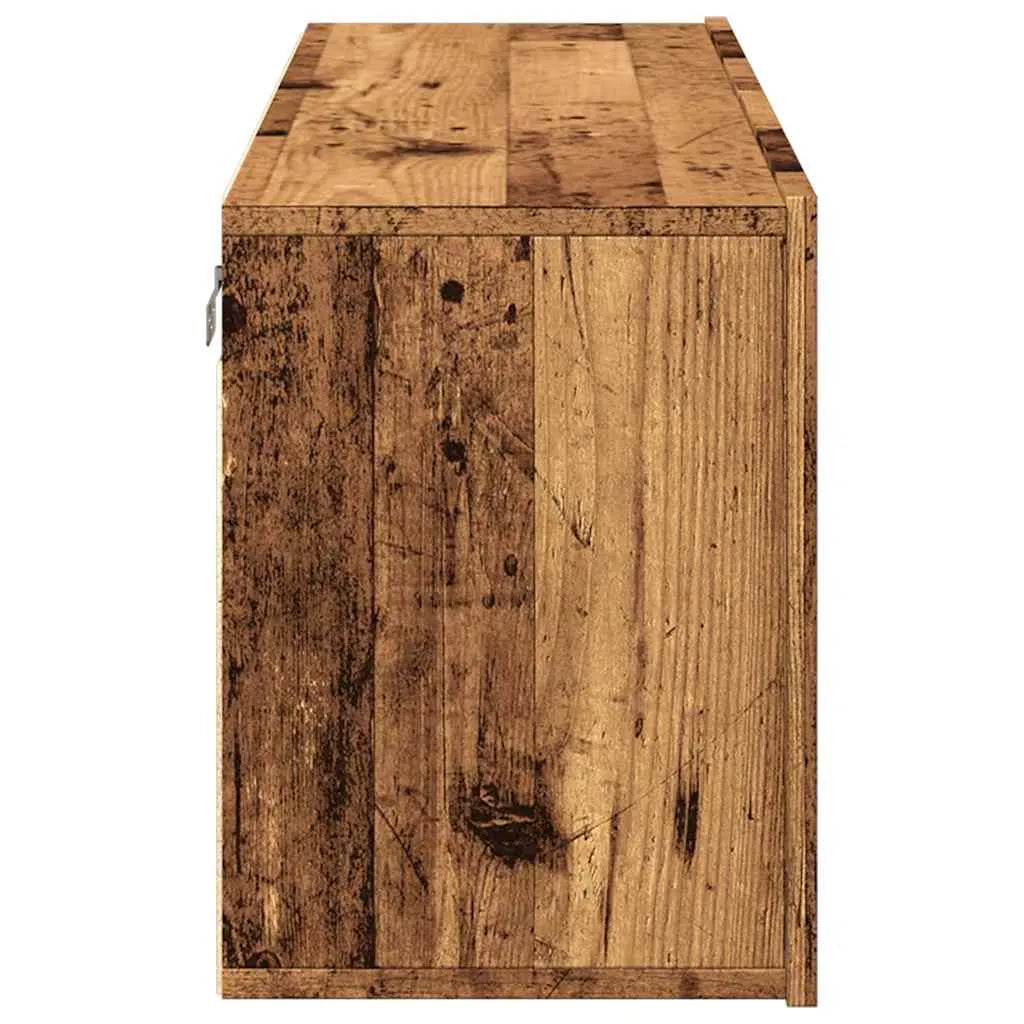 Meuble TV Suspendu Effet Vieux Bois - 100 cm-Mon Meuble TV-Chêne fumé-80 cm-1-7