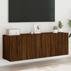 Meuble TV Suspendu Effet Vieux Bois - 100 cm-Mon Meuble TV-Chêne marron-60 cm-2-40