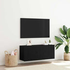 Meuble TV Suspendu Effet Vieux Bois - 100 cm-Mon Meuble TV-Chêne noir-100 cm-1-12