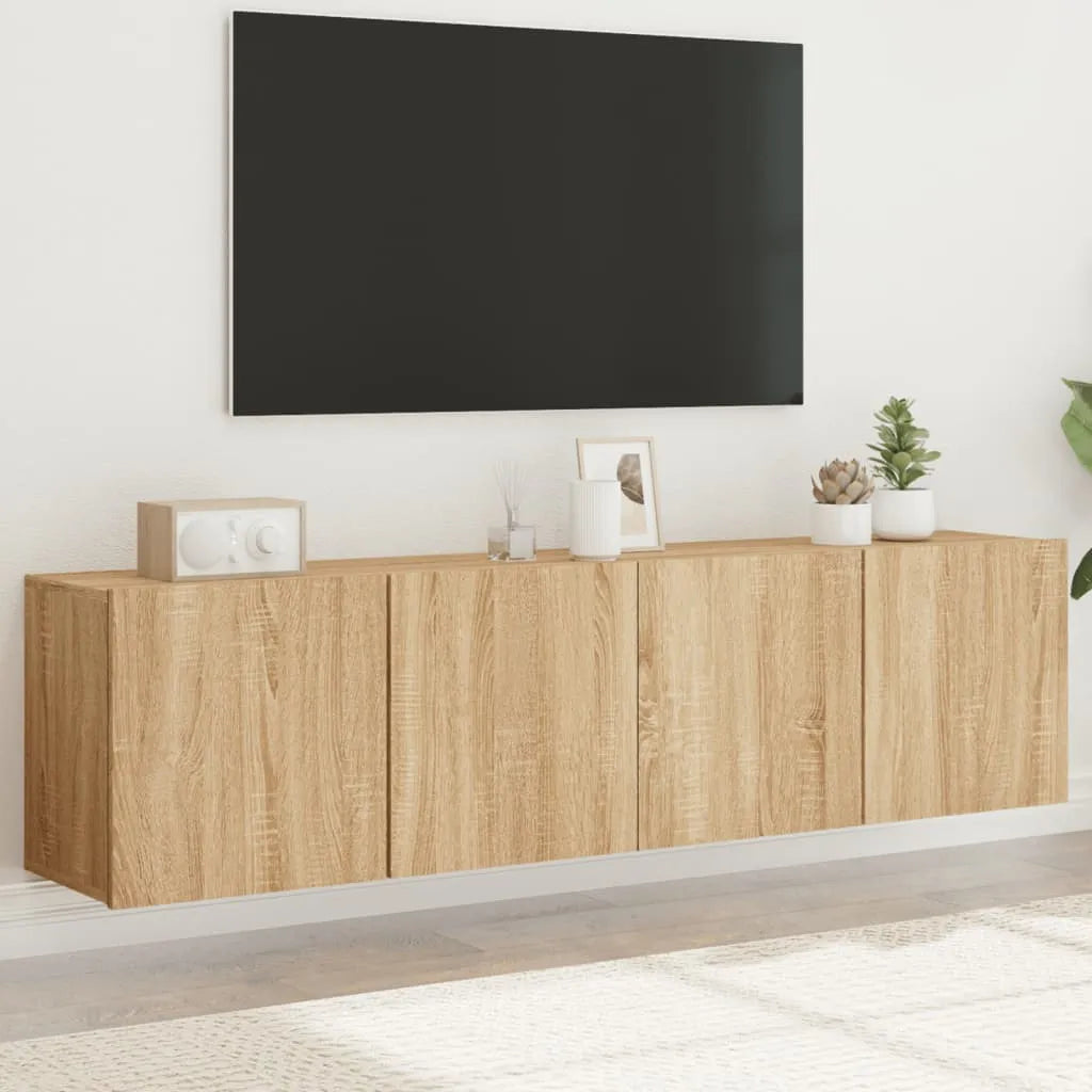 Meuble TV Suspendu Effet Vieux Bois - 100 cm-Mon Meuble TV-Chêne sonoma-80 cm-2-49