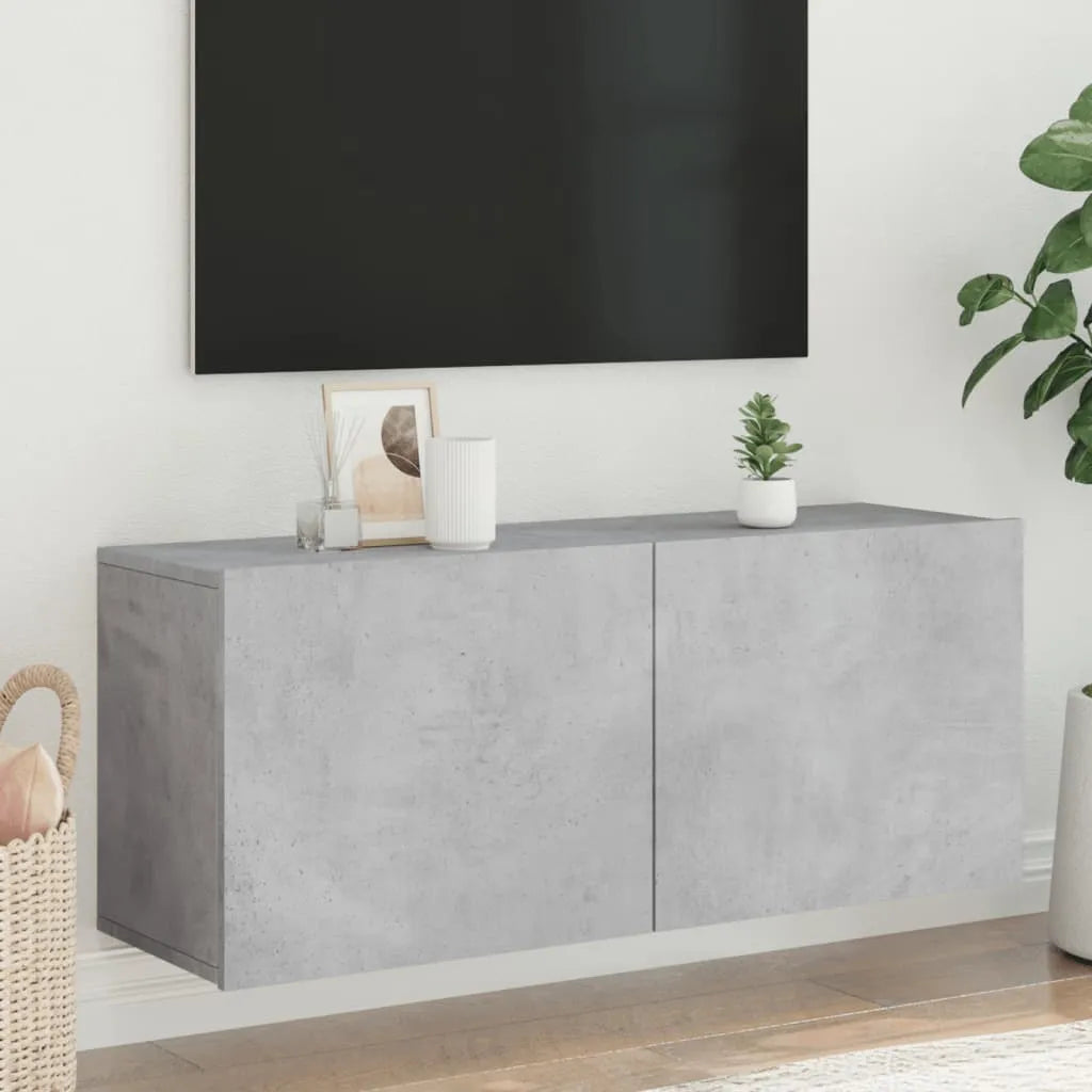 Meuble TV Suspendu Effet Vieux Bois - 100 cm-Mon Meuble TV-Gris béton-100 cm-1-18