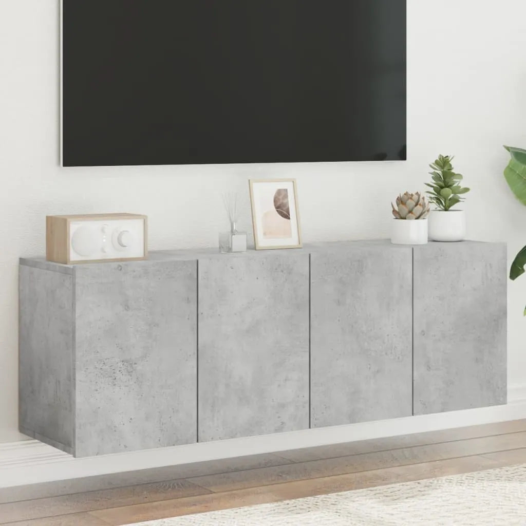 Meuble TV Suspendu Effet Vieux Bois - 100 cm-Mon Meuble TV-Gris béton-60 cm-2-37