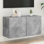 Meuble TV Suspendu Effet Vieux Bois - 100 cm-Mon Meuble TV-Gris béton-80 cm-1-32